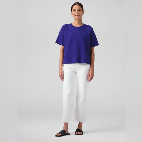 Eileen Fisher Organic Cotton Slubby Rib Knit Elbow-Sleeve Top | Size XL - Picture 1 of 6
